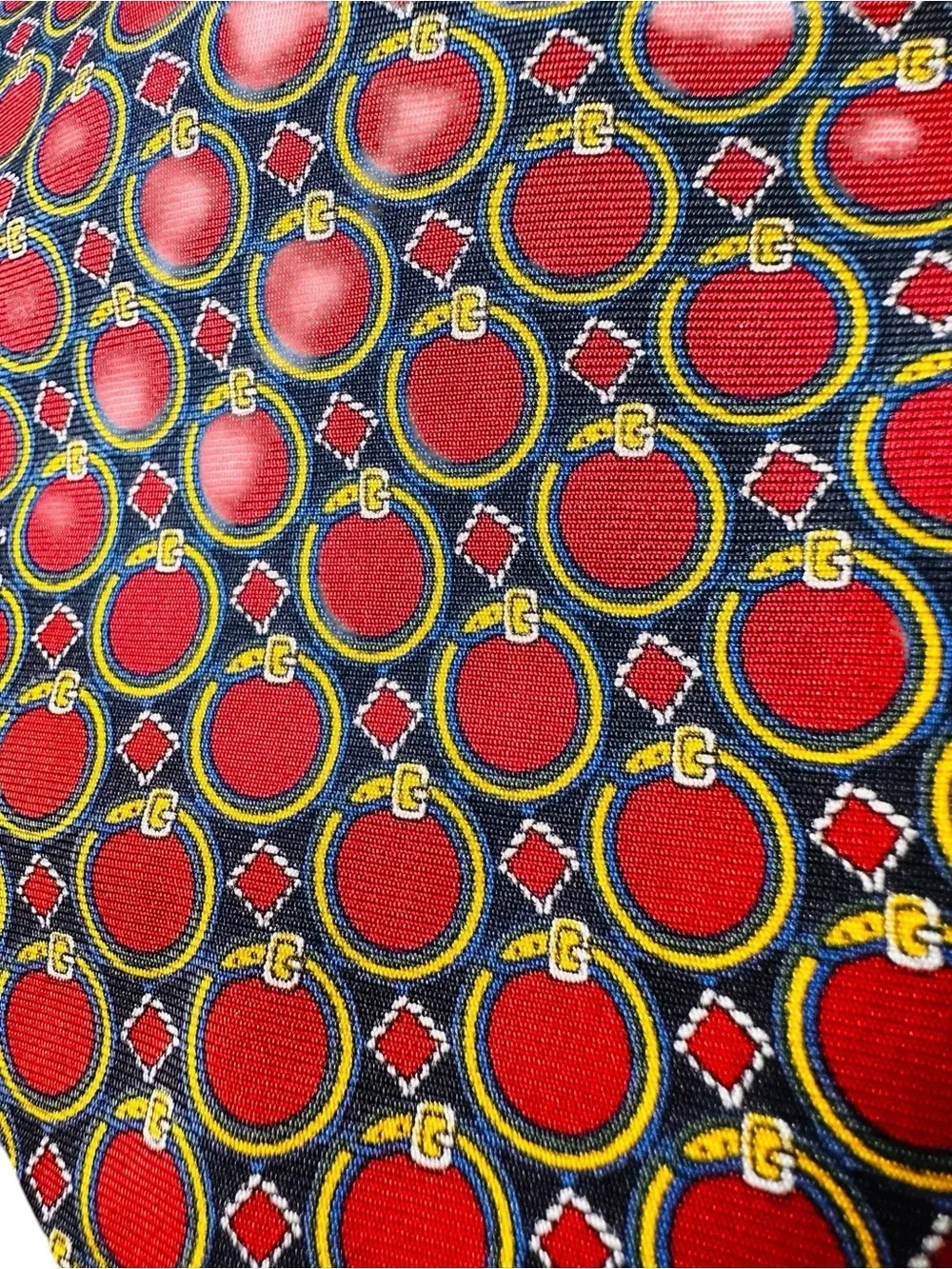 Polo Ralph Lauren Mens Neck Tie Red Blue Gold Circle 100% Silk Hand Made USA